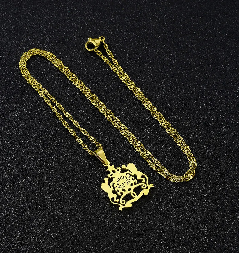 2025 Trendy US EU Hot Sale Stainless Steel Morocco Pendant Necklace Unisex Couple Ethnic Style Patriotic Jewelry Gift