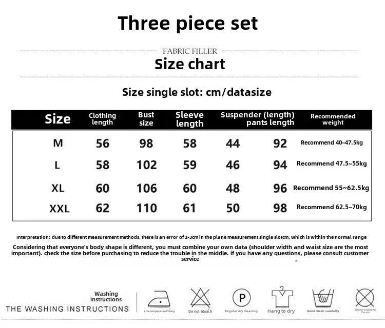 Three-Piece Set of Women Pajamas with Chest Pads Small Floral Suspender Pajamas Ladies Long-Sleeved Trousers Sling Nightwear
