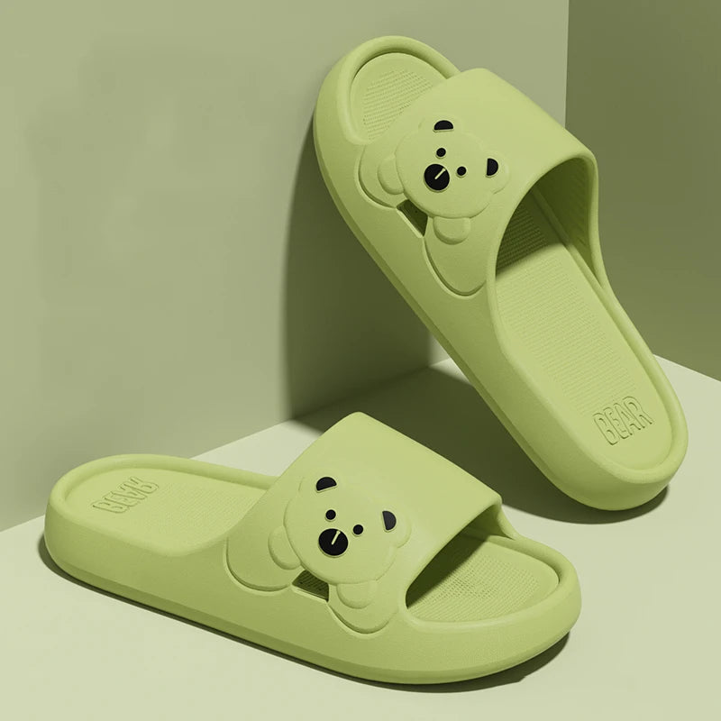 Summer Cartoon Bear Indoor Slippers for Women Lightweight Soft EVA Slides Woman Comfort Home Bathroom Non Slip Slippers