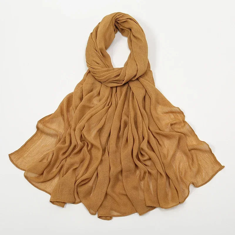 New Crinkle Rayon Hijab Muslim Scarf Women Solid Shawl Big Size Headscarf Islamic Turban Plain Foulard Headband Wrap