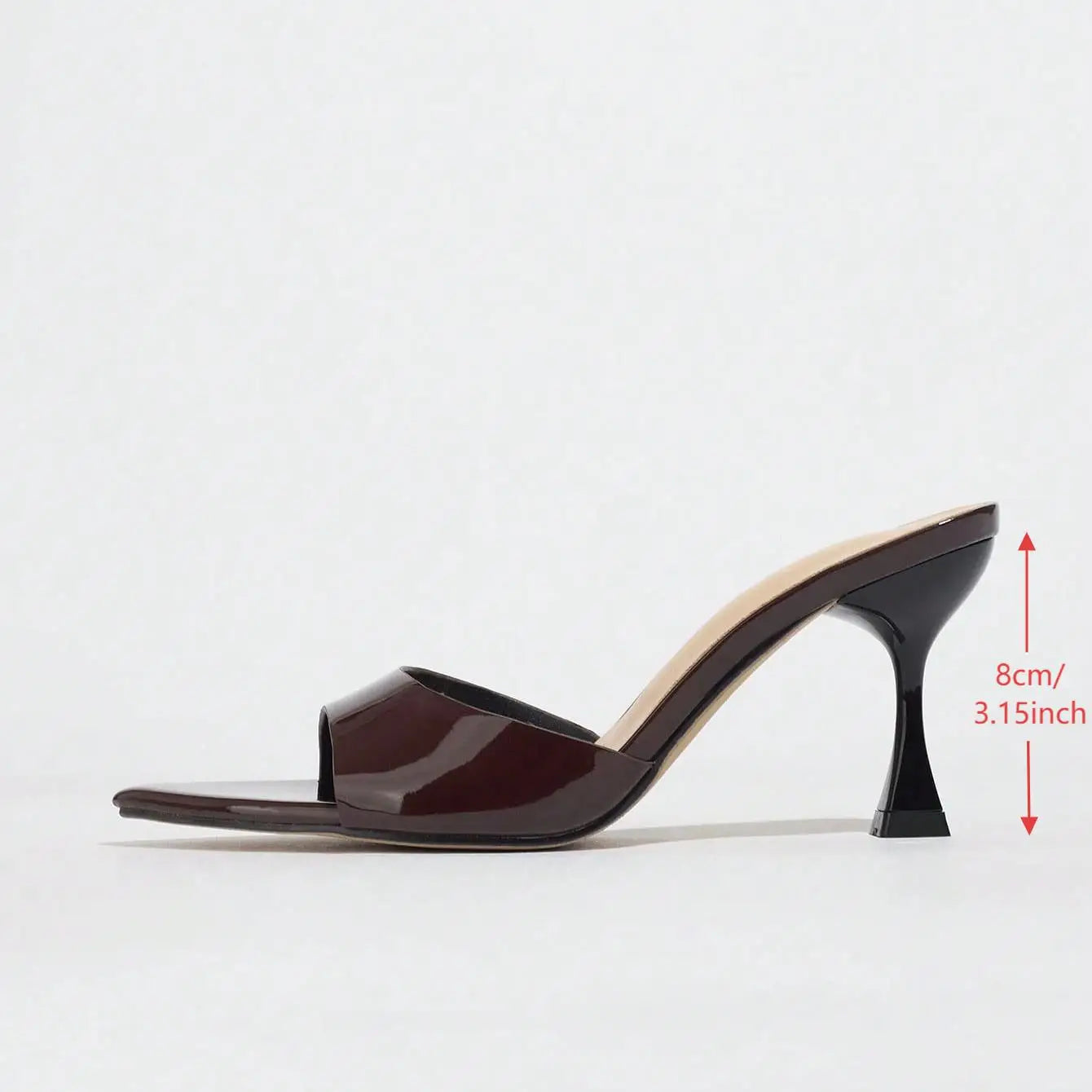 New Ladies Pointed Toe Mirror Surface Sandals High Heels Coffee Brown Strap Thin High Heel slippers Women 2026
