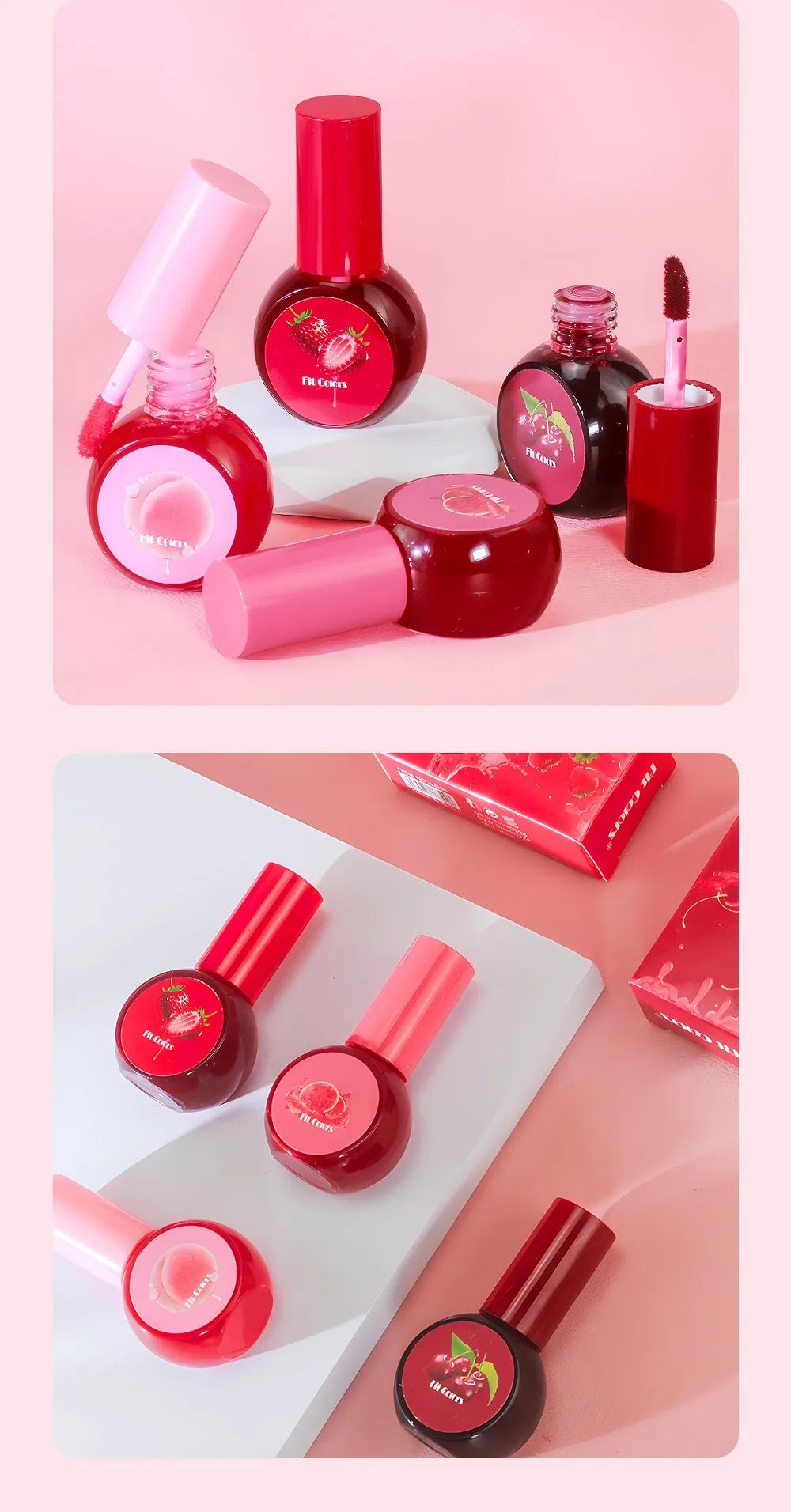 Fruit Juice Water Lip Gloss Liquid Long Lasting Blush Tint Makeup for Cheek Blusher Eyeshadow Matte Rouge 3-in-1 Dyed Cosmetics