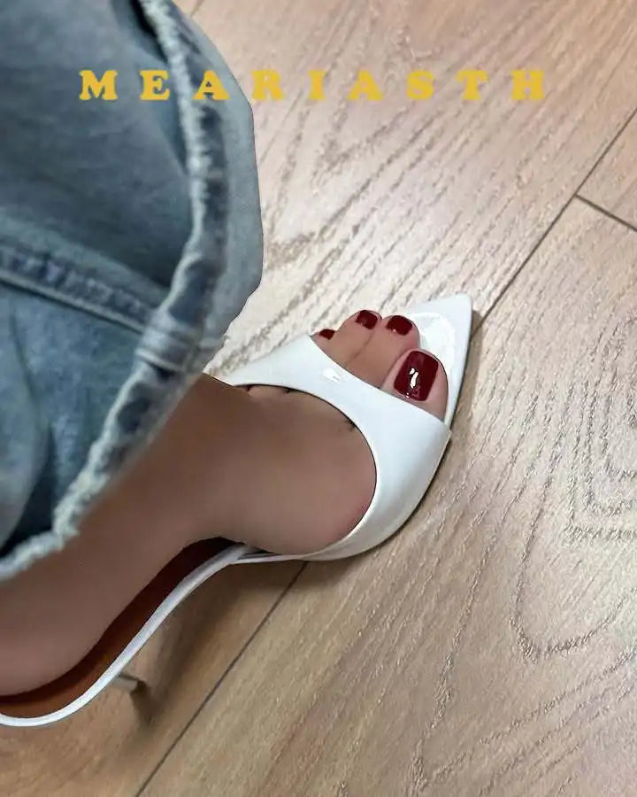 12/10cm pointed Open Toe High Heel Shoes Woman Summer OutsideSlipper Party Stiletto Luxury Designer Patent Leather Women Sandals