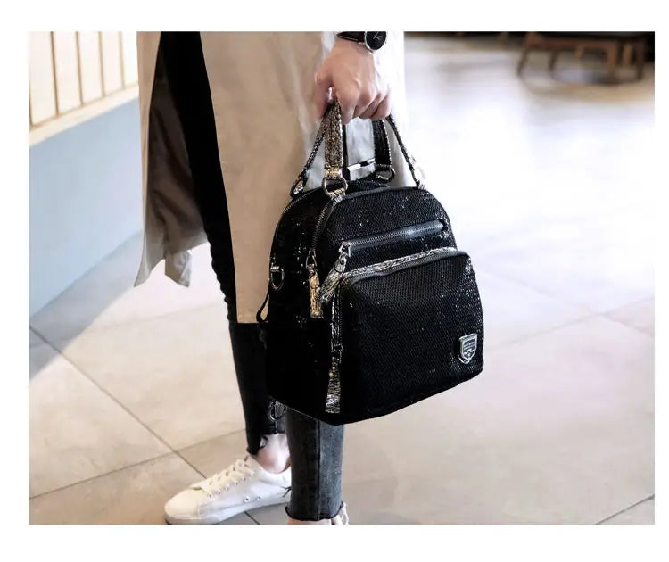 2025 Korean version new backpack women handbag sequin fashion travel backpack multifunctional large capacity dual-use bag trendy