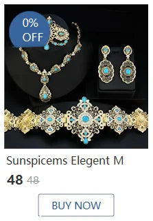 Sunspicems Moroccco Women Jewelry Set Gold Color Crystal Necklace Earring Set Algeria Wedding Jewelry Bride Drop Earring Choker