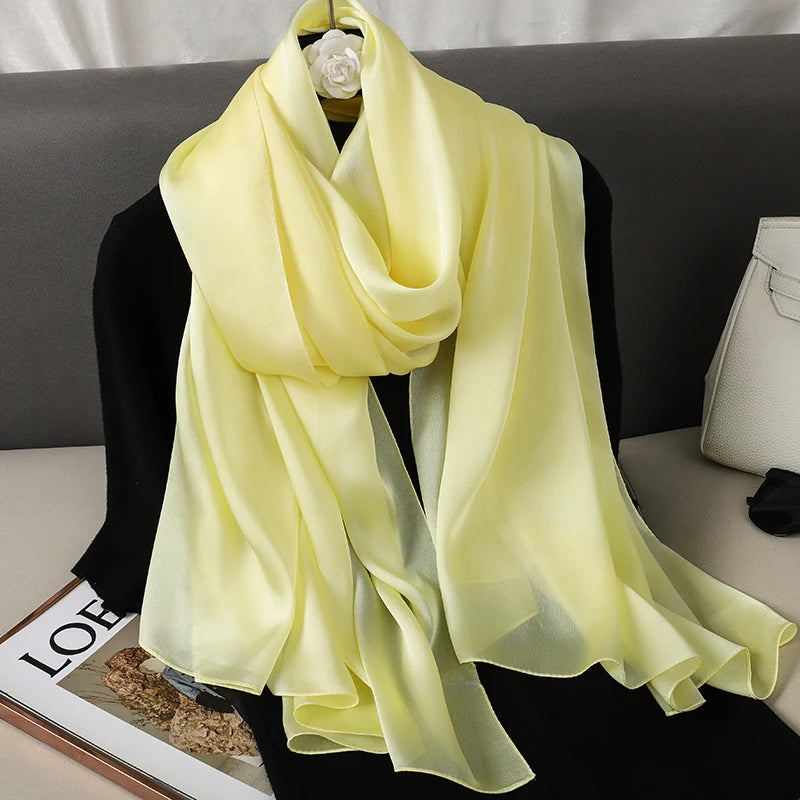 90*180cm Luxury Silk Scarf - Soft Smooth Women's Shawl, Hijab, Beach Wrap, Muffler