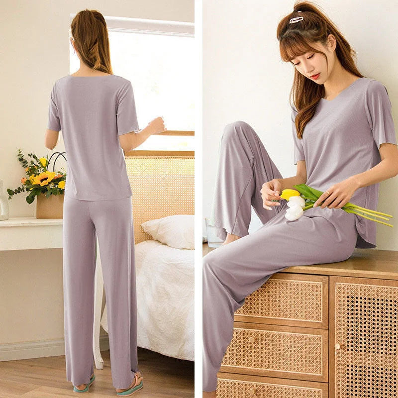 Women's Home Clothes Suit Of Lady House Summer Living Room Wear Autumn Loose Homewear Pants Two Piece Set For Women Cute Pajamas