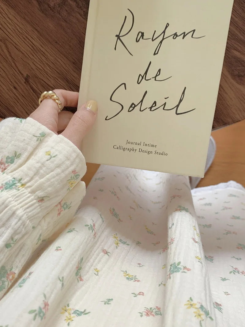 Sweet Girl Floral Print Long Nightdress Sleepwear Spring New Female Cotton Nightgown Lounge Wear Casual Bathrobe Home Wear