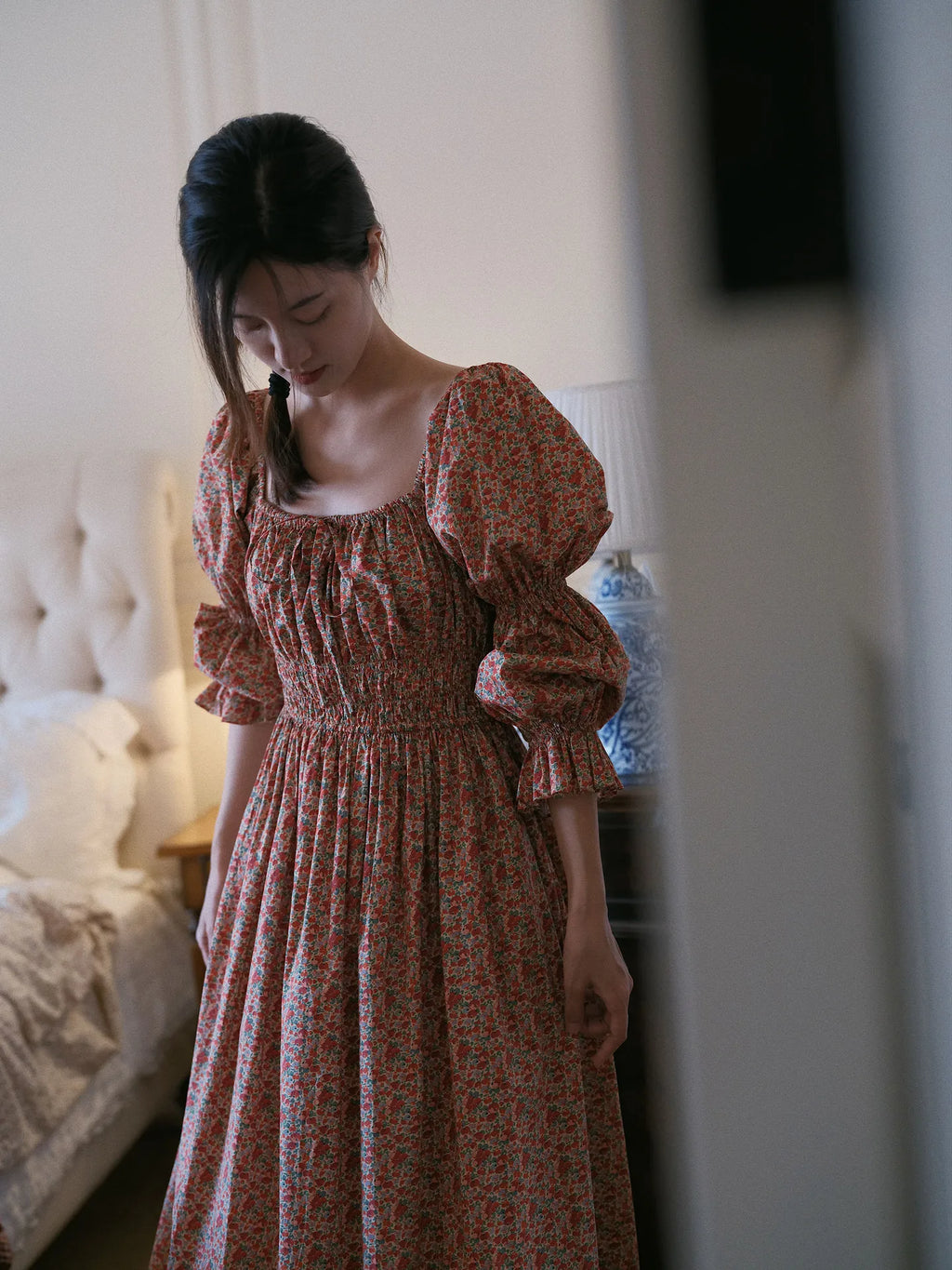 100% Pure Cotton Nightgown Women 2026 New Arrival Spring Summer Vintage Retro Floral Printing Lengthened Nightdress Loungewear