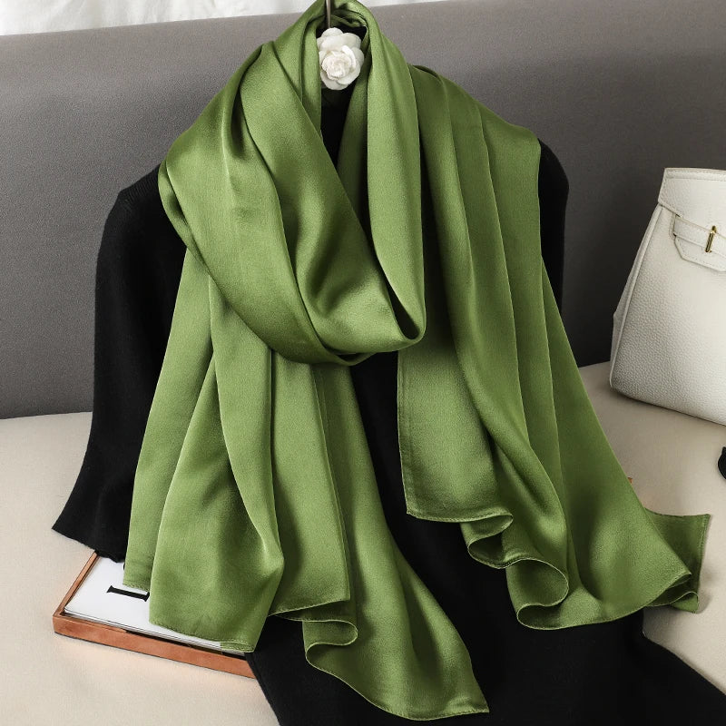90*180cm Luxury Silk Scarf - Soft Smooth Women's Shawl, Hijab, Beach Wrap, Muffler
