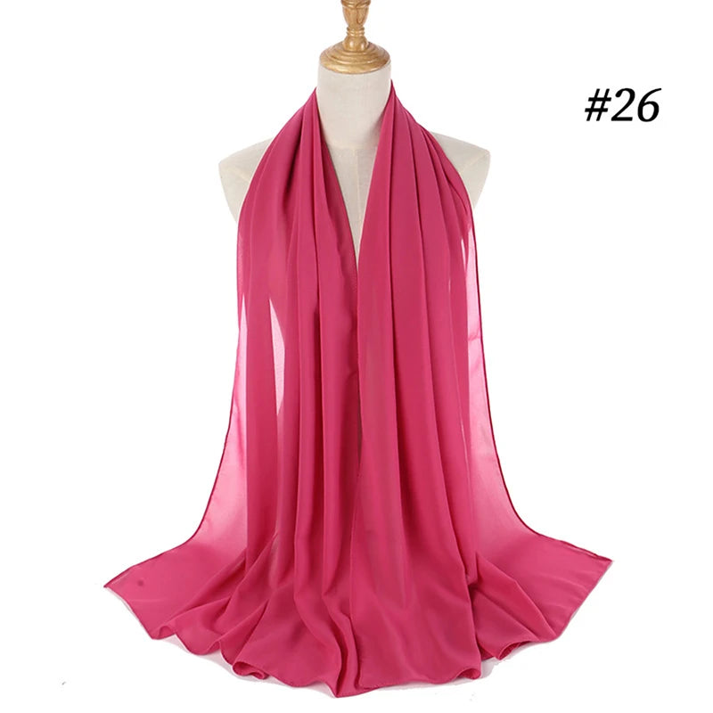 Muslim Chiffon Hijab Women Bubble Chiffon Scarf For Women Ladies Veil Muslim Islam Solid Color Malaysia Musulman Wrap Scarves