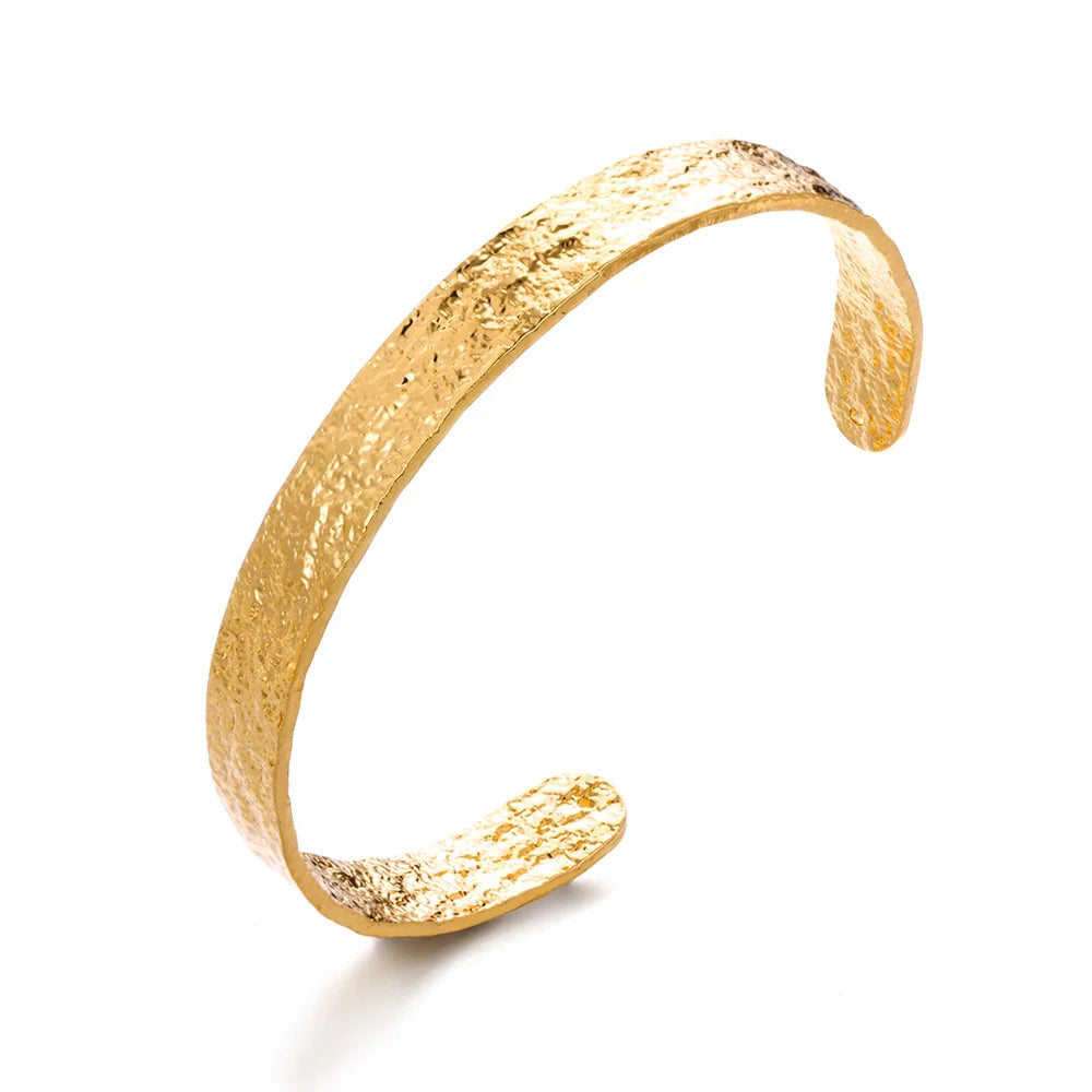 Vintage Flower Cuff Bracelet Bangle for Women Gold Color Flora Stainless Steel Bangles Casting Aesthetic Couple Wrist Jewelry