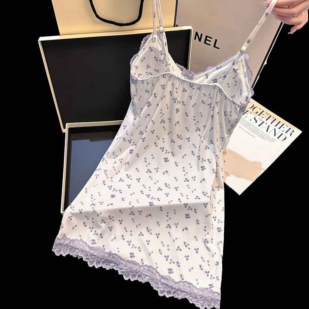 Women's Sexy Negligee Nightgowns Sleepwear Mini Night Dress Floral Nightdress Ladies Erotic Suspender Sleep Dress
