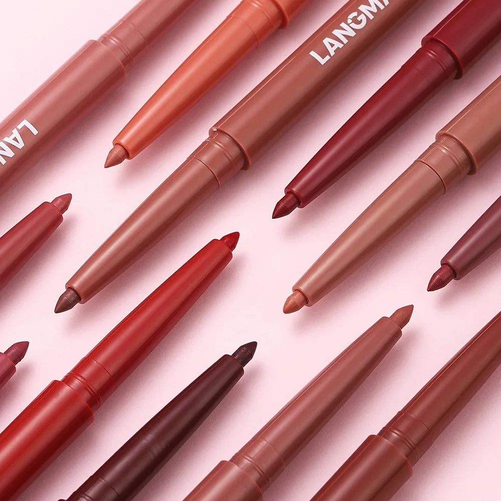 New Rotary Lip Liner 12 Colors Lipstick Pencil Waterproof Long-lasting Matte Lipsticks Non-stick Cup Nude Lips Contour Makeup