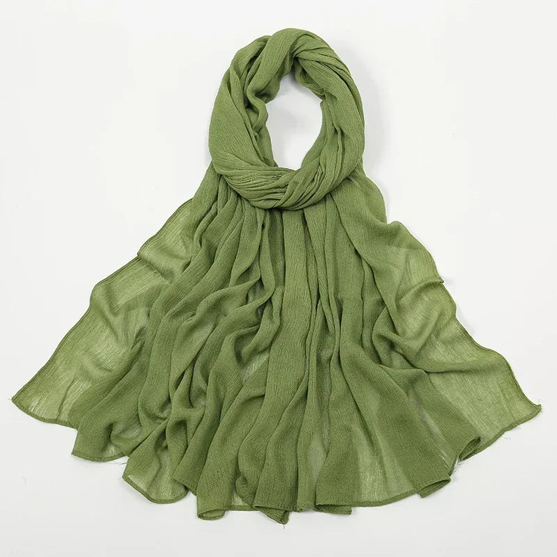 New Crinkle Rayon Hijab Muslim Scarf Women Solid Shawl Big Size Headscarf Islamic Turban Plain Foulard Headband Wrap