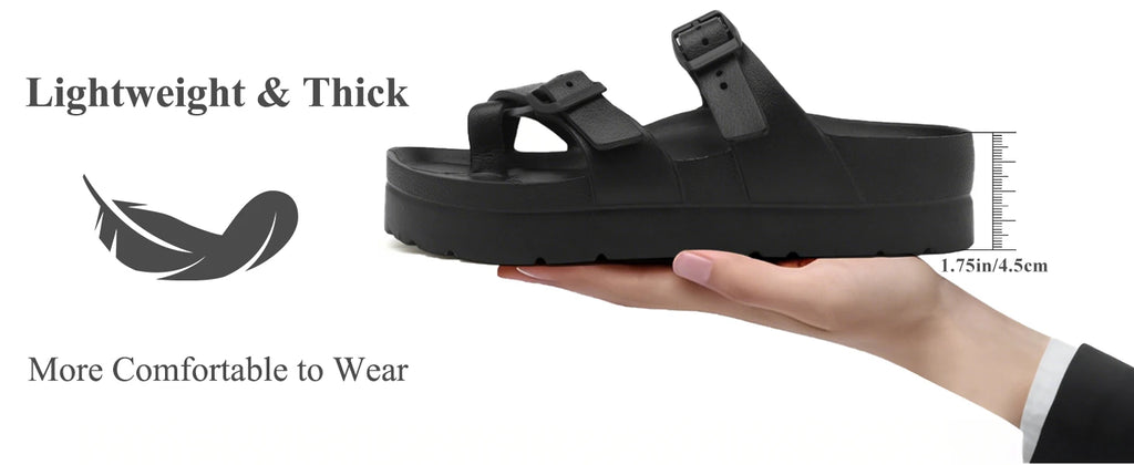 women's summer shoes soft sole eva slippers double adjustable bucks platform sandals beach flip-flops for indoor outdoor wear