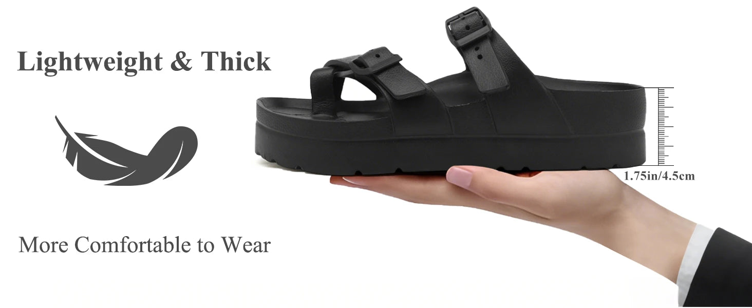 women's summer shoes soft sole eva slippers double adjustable bucks platform sandals beach flip-flops for indoor outdoor wear