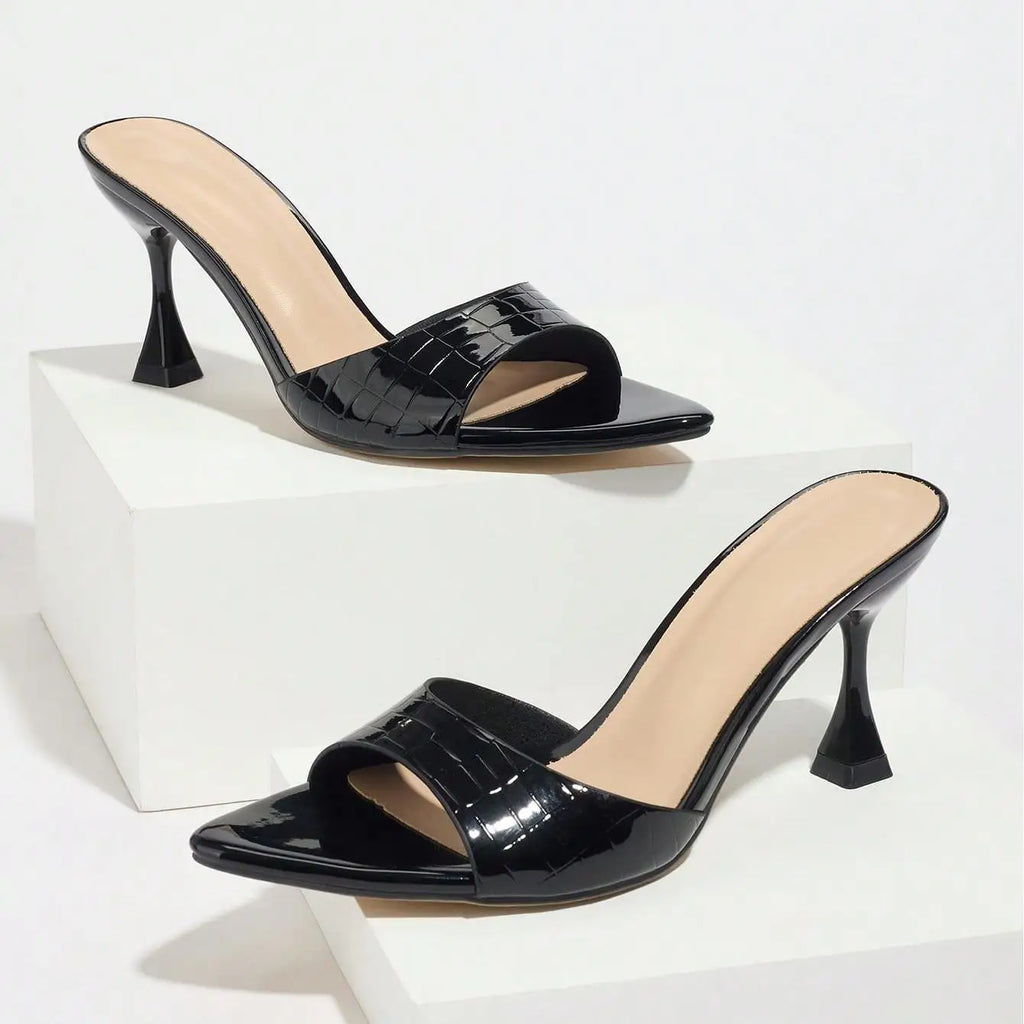 New Ladies Pointed Toe Mirror Surface Sandals High Heels Coffee Brown Strap Thin High Heel slippers Women 2026