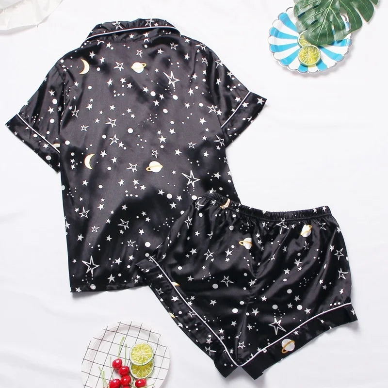 Spring Autumn pajama women Silk Satin pajamas set Long sleeve Shirt with Trouser Sleepwear Loungewear Female Pyjamas Suits Mujer