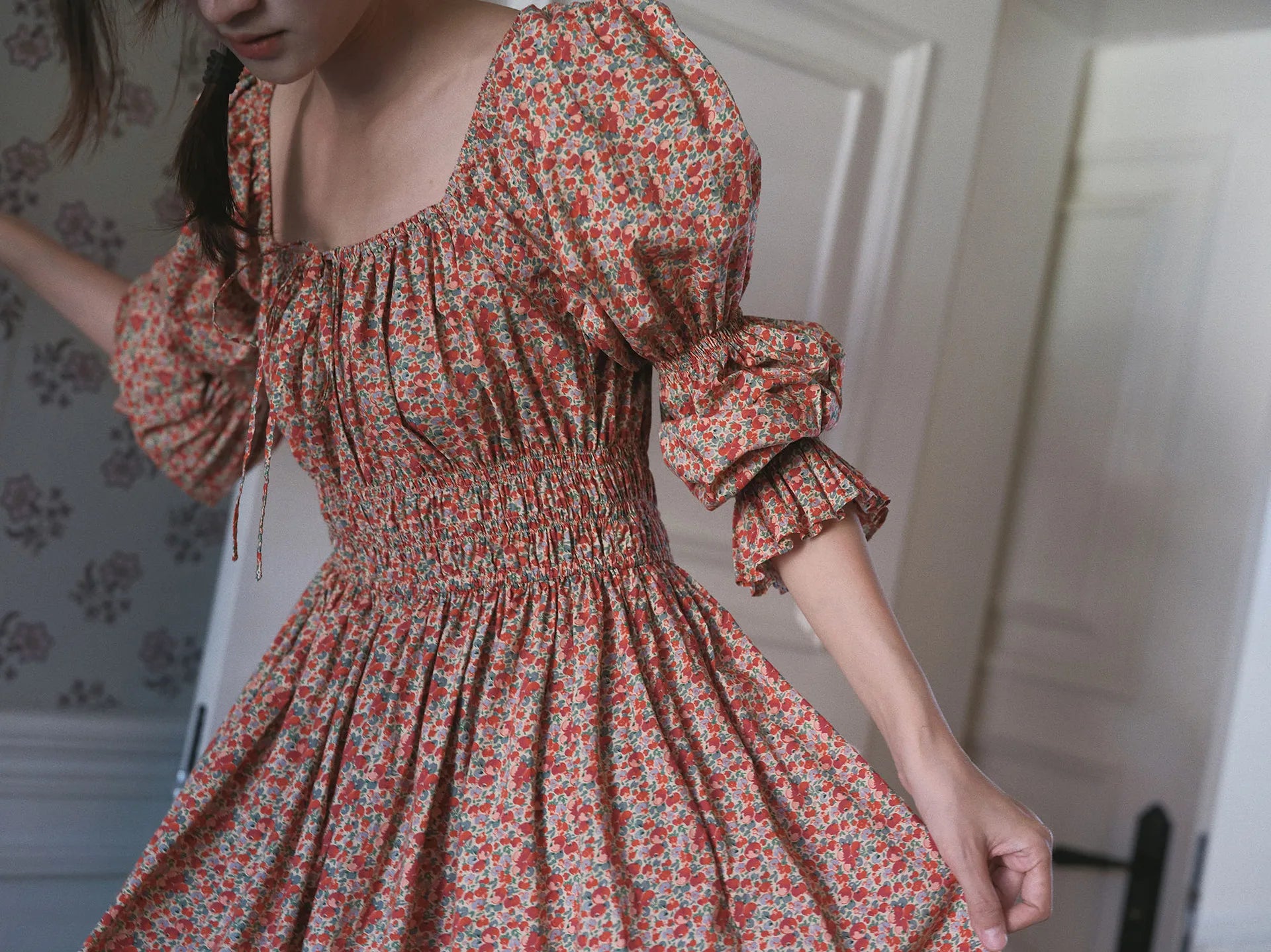100% Pure Cotton Nightgown Women 2026 New Arrival Spring Summer Vintage Retro Floral Printing Lengthened Nightdress Loungewear