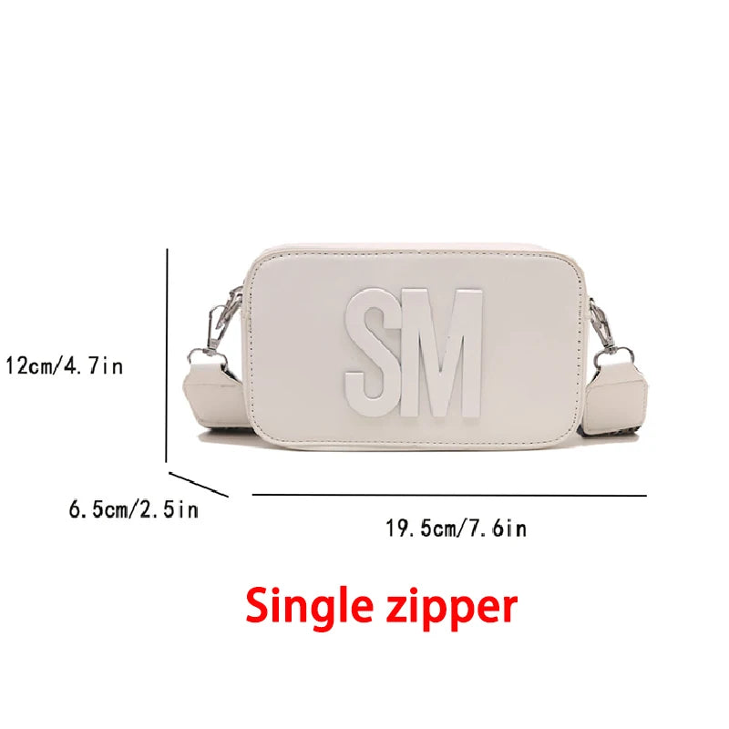 Fashion Letters Shoulder Bags for Women Leopard Print Small Square Bag Ladies Shopping Crossbody Bag Solid Color Storage Pocket