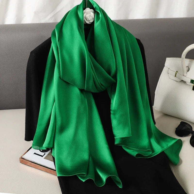 90*180cm Luxury Silk Scarf - Soft Smooth Women's Shawl, Hijab, Beach Wrap, Muffler
