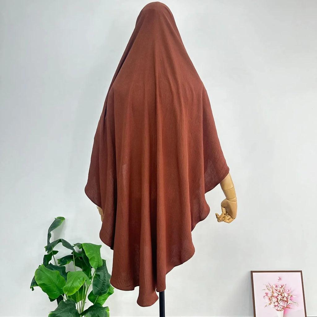 2025 Summer Muslim Women's Hijabs Traditional Soft Plain Scarf Khimar One Layer Stretch Soft Split Traditional Zip Chador