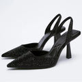 2025 Summer New Brand Women Sandals Fashion Crystal Buckle Slingback High Heels Party Elegant Gold Woman Shoes Sexy Pumps