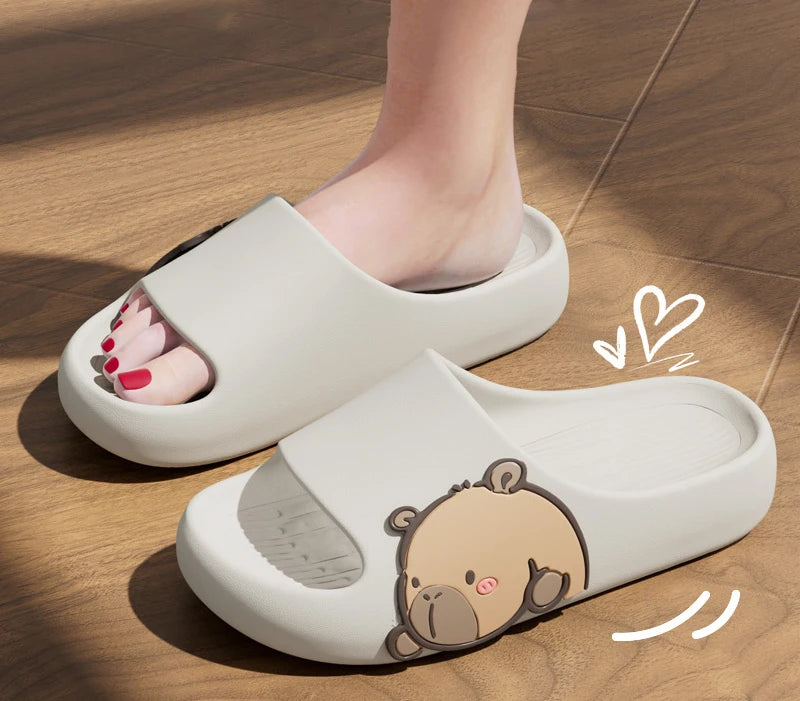 New Women's Sandals And Slippers, With Thick Soles And Cute Cartoon Quick Drying Slippers OnThe Outside, Indoor Soft Bathroom