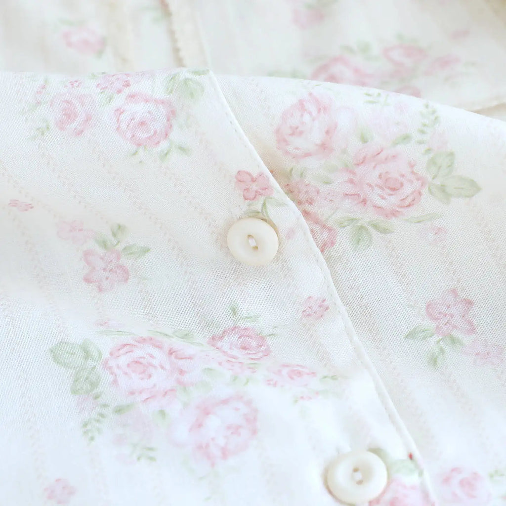 2026 New Spring/Summer Women's Pajama Set 100%Cotton Gauze Fresh Flower Collar Long Sleeve Two Piece Set Thin Loose Home Clothes