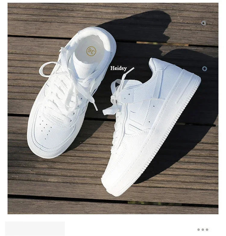 2024 New U Leather Women's White Casual Woman Vulcanize Sneakers Breathable Sport Walking Running Platform Flats Shoes Sneaker
