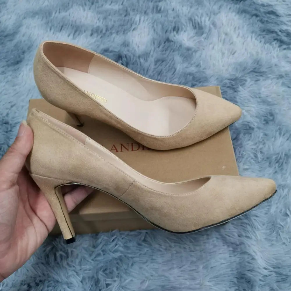 13 Style Women's Large Pumps Classic Sexy Pointed Toe 9cm mid High Heels Women Pumps Faux Black red Office Party Wedding Shoes