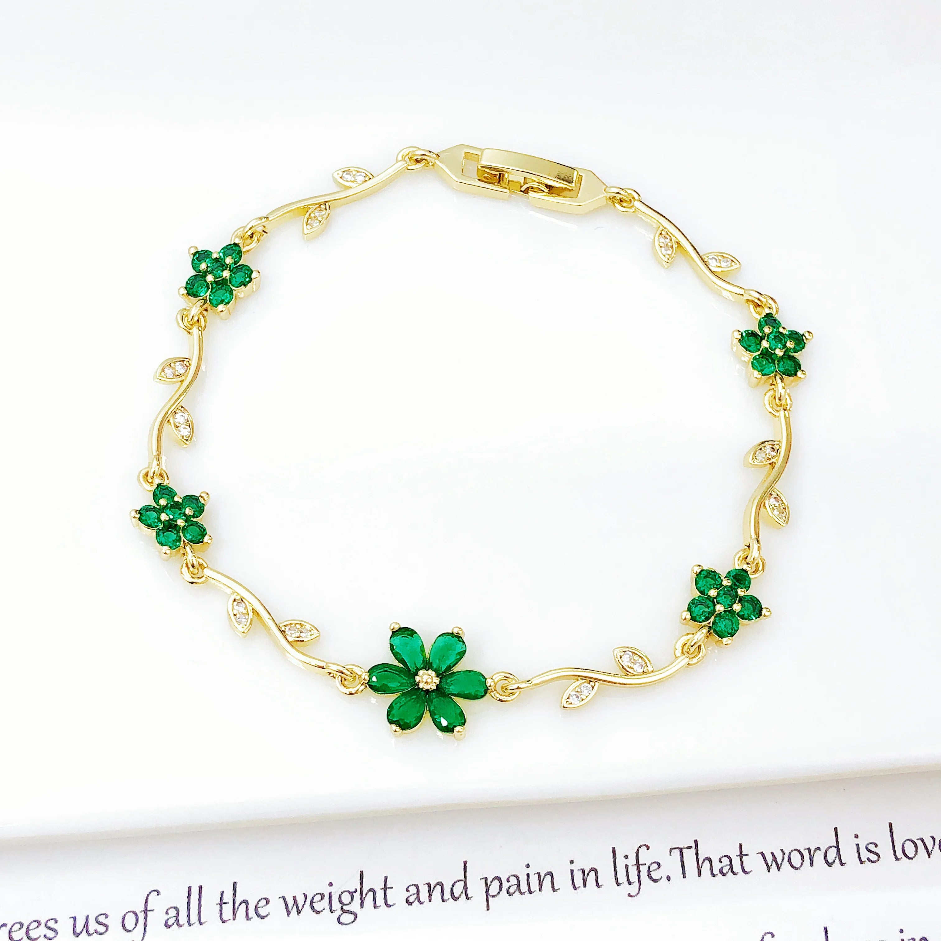 Hot Sale Rhinestone Bowknot Floral Bracelet Gold Plated Crystal Flower Vine Bracelet Fashion Wedding Party Jewelry Gift for Her