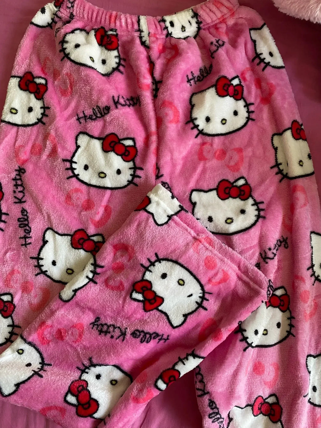 Y2K Hello Kitty pajamas anime women's pajamas cartoon couple walking home pajamas trousers casual homewear