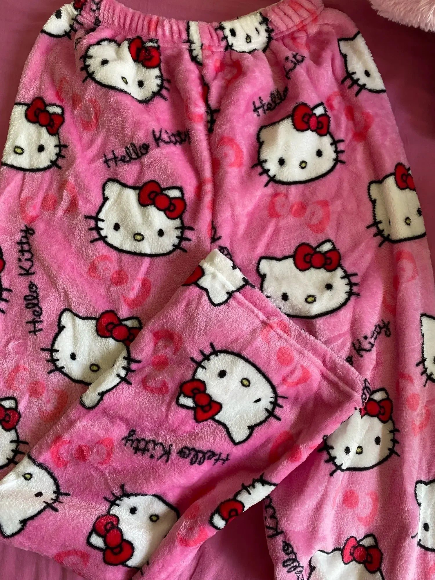 Y2K Hello Kitty pajamas anime women's pajamas cartoon couple walking home pajamas trousers casual homewear
