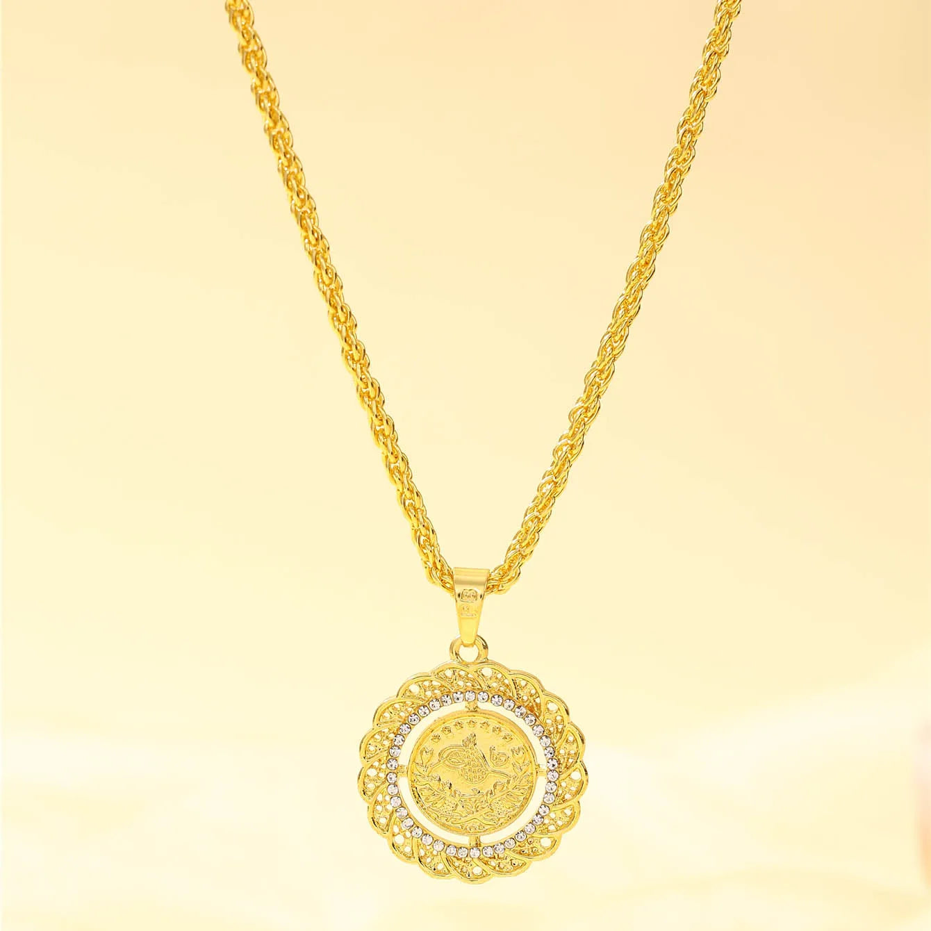 Turkish coin-shaped ladies' jewelry set, French vintage style, Moroccan wedding & festival jewelry