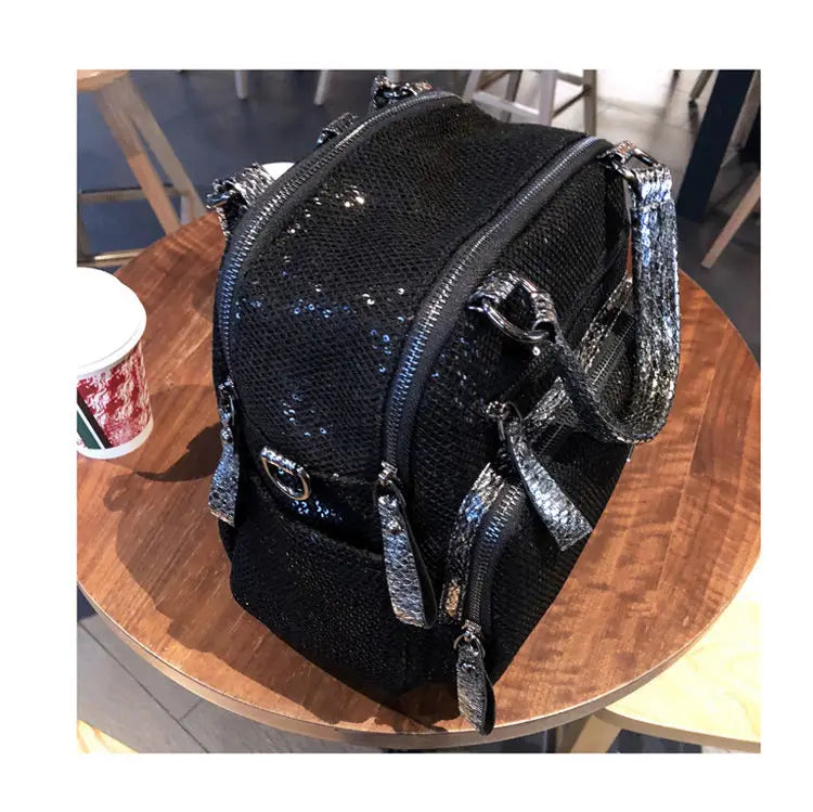 2025 Korean version new backpack women handbag sequin fashion travel backpack multifunctional large capacity dual-use bag trendy
