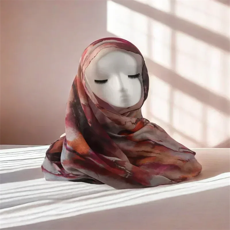 Watercolour Floral Printed Modal Breathable Light Weight Soft Cotton Rayon Viscose Woven Modal Muslim Women Shawl Hijab Scarf