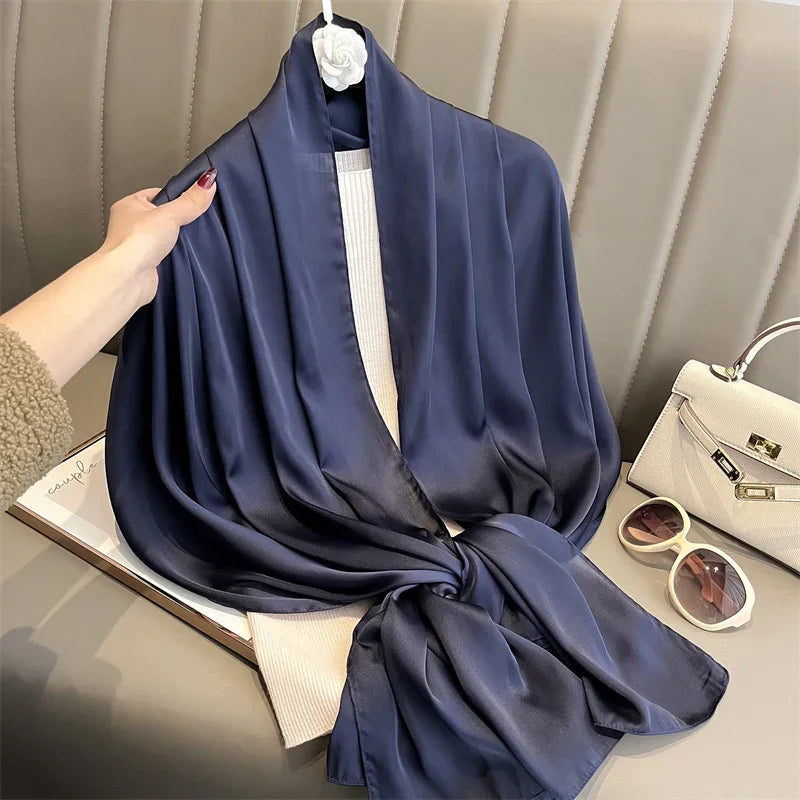 90*180cm Luxury Silk Scarf - Soft Smooth Women's Shawl, Hijab, Beach Wrap, Muffler