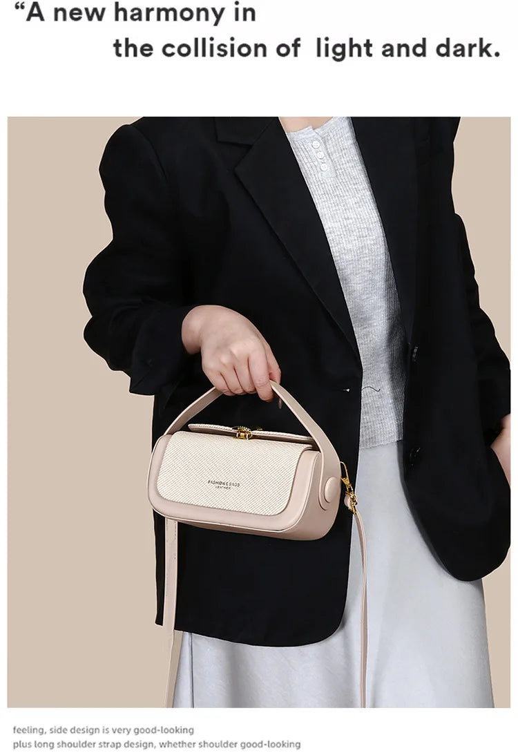 New Simple Fashionable Women's Shoulder Bag Square Box Handbag and Handbag Box-shaped Solid Color Shoulder Bag