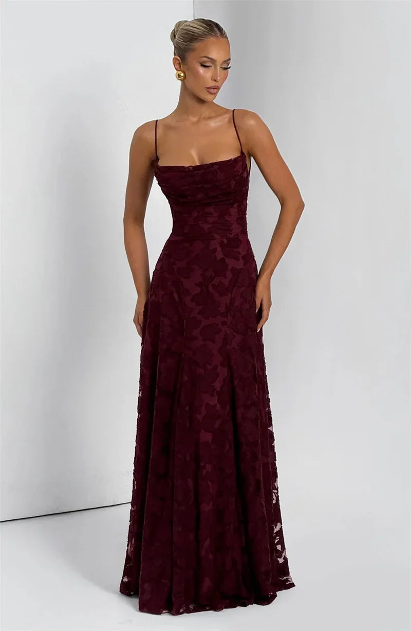Spaghetti Strap Backless Sexy Maxi Dress Women Gown Fashion Off-shoulder Sleeveless Lace-up Evening Club Party Dress