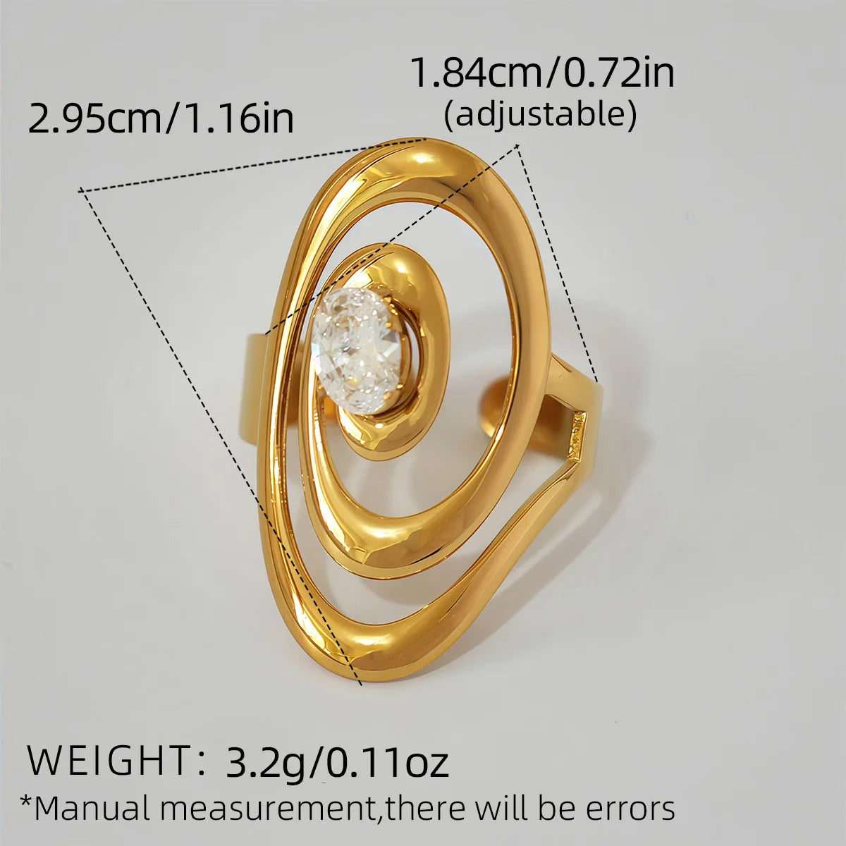 Statement Stainless Steel Delicate Shiny Cubic Zirconia Ring For Women High Quality 18K Gold PVD Plated Finger Jewelry Gift