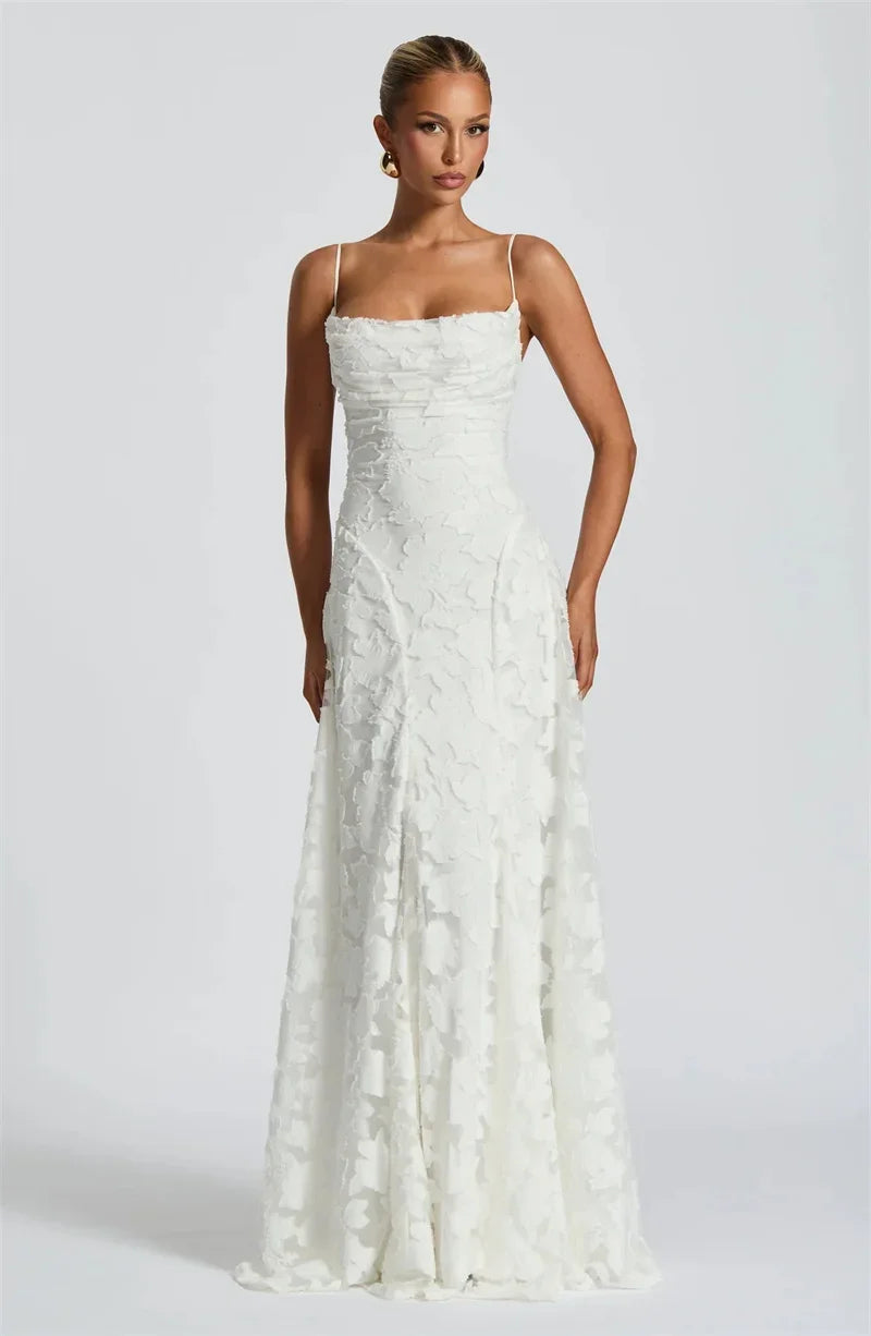 Spaghetti Strap Backless Sexy Maxi Dress Women Gown Fashion Off-shoulder Sleeveless Lace-up Evening Club Party Dress