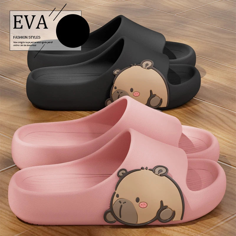 New Women's Sandals And Slippers, With Thick Soles And Cute Cartoon Quick Drying Slippers OnThe Outside, Indoor Soft Bathroom