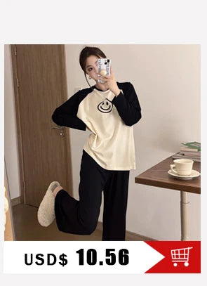 Women Pajamas Set Turndown Collar Pocket Long Sleeve Casual Pants 2 Piece Set Sleepwear Female Home Suit Female Cozy Nightwear
