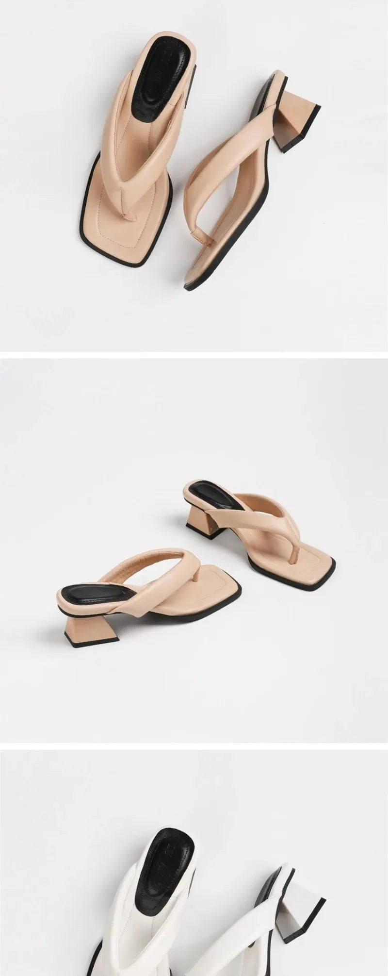 Designer Womens Flip Flops New Fashion Square Head High Heeled Sandals for Woman Summer Comfort Outdoor Slippers Sandalias Mujer