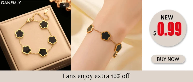 GANEMLY 316L Stainless Steel Round Sparkling Zirconia Bracelet For Women Fashion Fine Wrist Chain Waterproof Jewelry Lady Gift
