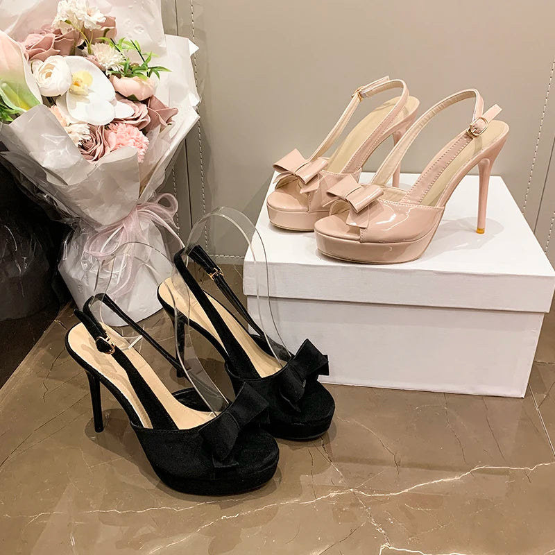 2026 New Women's French Bow Decoration Summer Elegant Buckle Women's Sandals Fashion Party Banquet Women's High Heels Selling