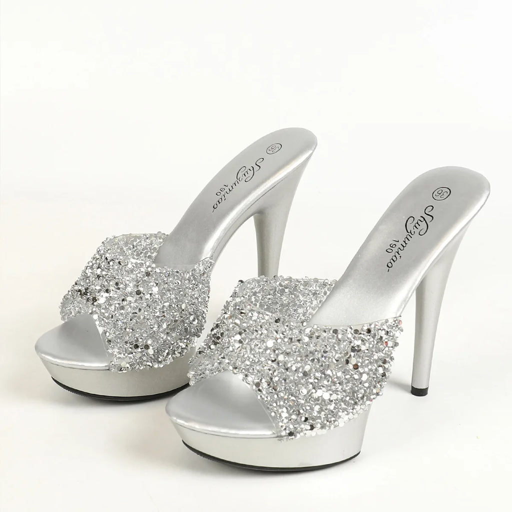2026 New 13CM High Heels Champagne Slippers Summer Women's Wedding Banquet Shoes Sexy Stiletto Thick Platform Lady Shoes Sandals