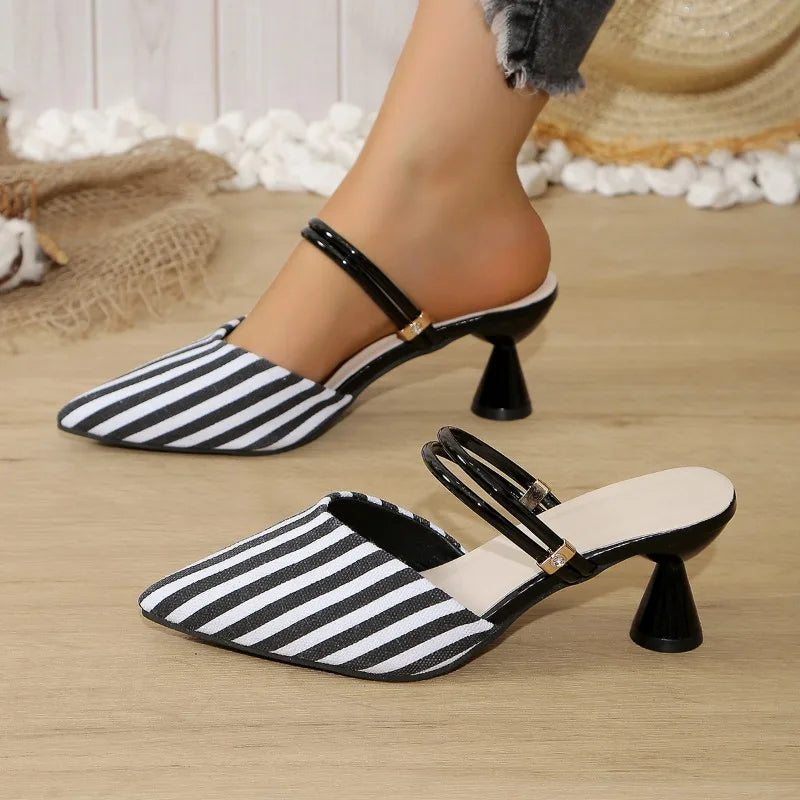 2025 Plus Size Women's Shoes Closed Toe Women's Slippers Elegant Dress Slippers Women Pointed Toe High Heels Modern Sandals